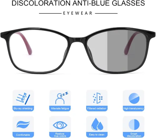 Vista 8 de MIRYEA Gafas de sol fotocrómicas antideslumbrantes fotocromáticas con bloqueo de luz azul para computadora 11679-negro - pata granate