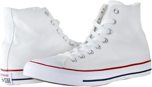 Vista 5 de Converse - Tenis Chuck Taylor All Star de cuero de alta calidad, de tobillo alto, para niño, blanco (Optical White)