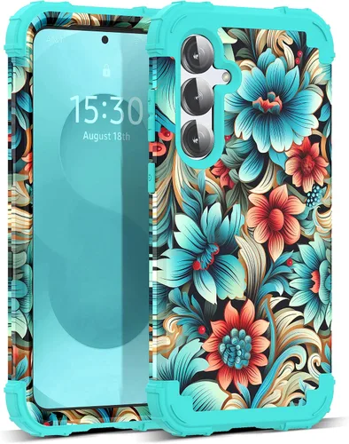 Vista 36 de Funda para Galaxy A14 5G Case, Patrón Floral 3 en 1 Protección Resistente de Servicio Pesado a Prueba de Golpes Parachoques de Goma de Silicona