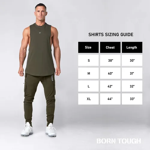 Vista 5 de Born Tough Camiseta sin mangas de entrenamiento de gran tamaño para hombre y corte atlético, para gimnasio, para entrenamiento, culturismo y correr