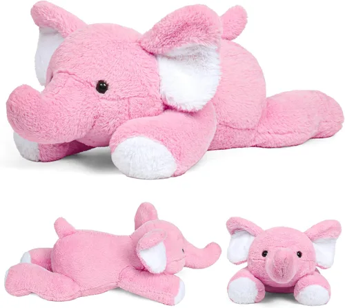 Vista 9 de JellyMallow Animales de peluche de elefante con peso de 24 pulgadas, color azul, almohada de felpa de elefante gigante abrazable para niños y adultos