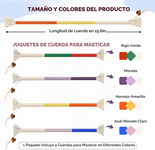 Vista 7 de Jozy Cuerda masticable para gatos, 4 piezas de juguete masticable para gatos con hierba gatera natural recargable, juguetes interactivos