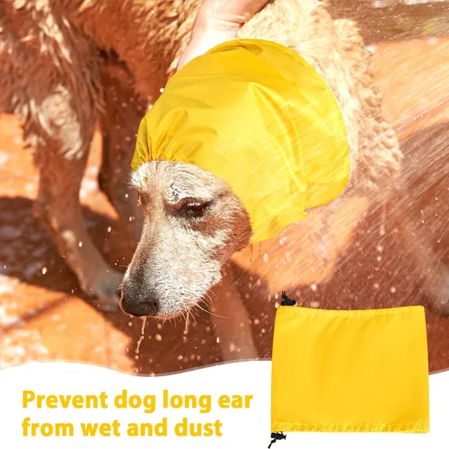 Vista 5 de Aliceset Gorro de ducha para perro, 3 unidades, impermeables, para baño, con diadema, protección para evitar infecciones de oído, 3