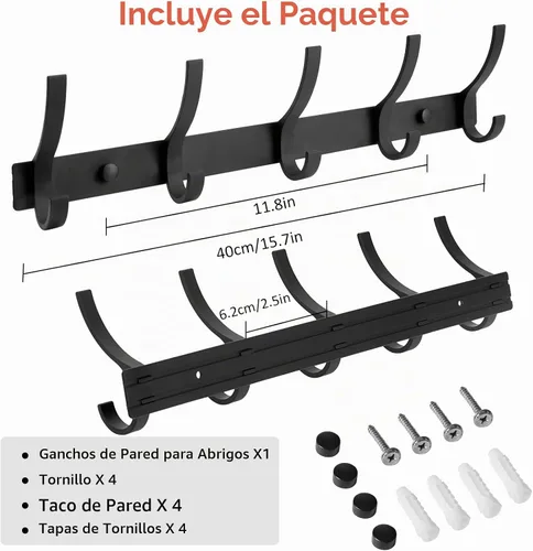 Vista 4 de Optish Perchero de Pared para Montar, Gancho para Abrigos de Montaje en Pared, Ganchos de Pared para Colgar, Perchero para Sombreros para Paredes