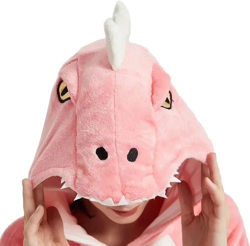 Vista 6 de Disfraz de dinosaurio para adultos, disfraz de animal T-rex para mujer, pijama unisex para Halloween