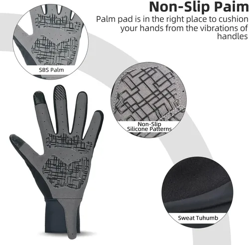 Vista 3 de Darevie Guantes de ciclismo de dedo completo guantes de ciclismo acolchados de gel que absorben los golpes guantes de ciclismo transpirables