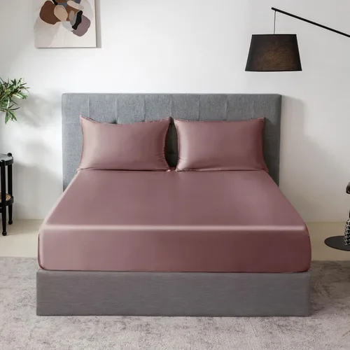 Vista 58 de THXSILK Juego de sábanas bajeras de 100% seda de morera, 3 piezas de seda 7A+, transpirable, suave, sábana bajera de 16 pulgadas de profundidad, 2