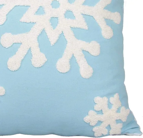 Vista 2 de 2 fundas de almohada bordadas de 18 x 18 pulgadas, diseño de copos de nieve caídos, de lino y algodón, para el hogar, sofá, cama, automóvil, Azul