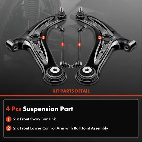 Vista 3 de A-Premium 4 piezas Kit de suspensión delantera, enlaces de barra estabilizadora delantera de brazo de control inferior, compatible con Mazda 2 2011