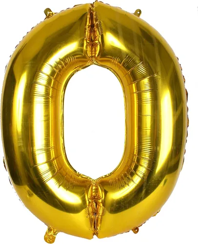 Vista 2 de Treasures Gifted Globos dorados grandes de números – Globo de aluminio número 0 de 40 pulgadas – Números de globos de cumpleaños – Números de globos