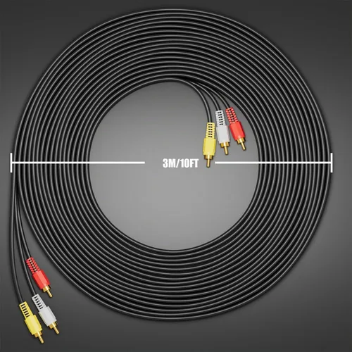 Vista 2 de Eanetf Cables RCA, cable 3RCA de audio y video chapado en oro de 24K que conecta componentes de audio y video, cable AV macho a macho