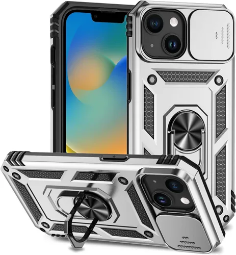 Vista 47 de Funda magnética compatible con iPhone 14 Pro de 6.1 pulgadas, funda magnética para iPhone 14 Pro con cubierta de cámara y soporte de grado militar
