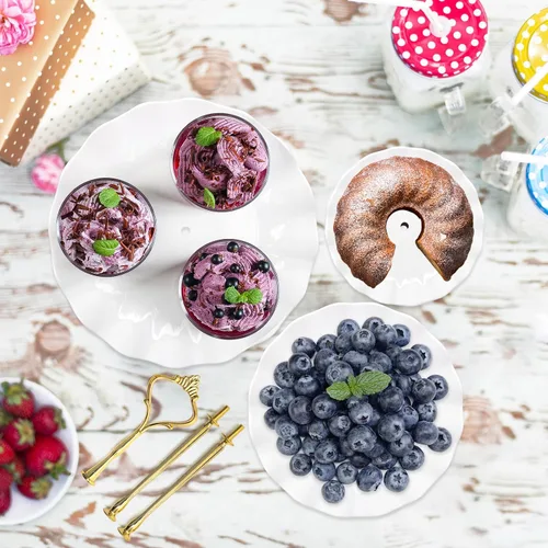 Vista 6 de Coitak Soportes de plástico para cupcakes, soporte para cupcakes de 3 niveles, bandeja de torre de postre para fiesta de té, cumpleaños y boda