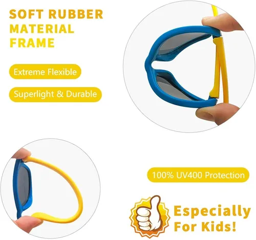 Vista 4 de MOTOEYE SUMMER SALE - Gafas de sol para niños polarizadas y flexibles y 100% protección UV para edades de 4 a 9 años, estilos para niñas y niños