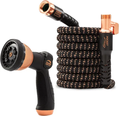 Vista 11 de Pocket Hose Copper Bullet Manguera de Jardín Expandible con Boquilla de Pulverización de Pulgar de 10 Patrones COMO SE VE EN TV 650psi 3/4 pulgadas