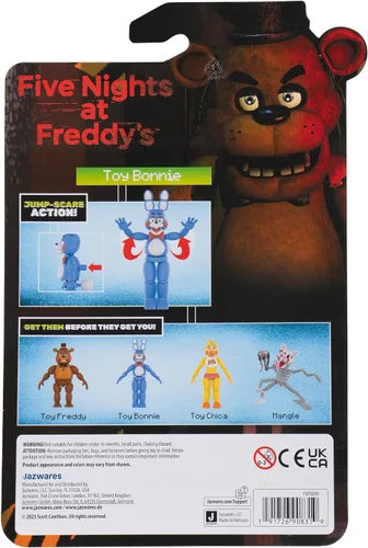 Vista 4 de Jazwares Five Nights at Freddy’s Figura de juguete Bonnie de 5 pulgadas articulada con función de susto luminoso y ojos que brillan en la oscuridad