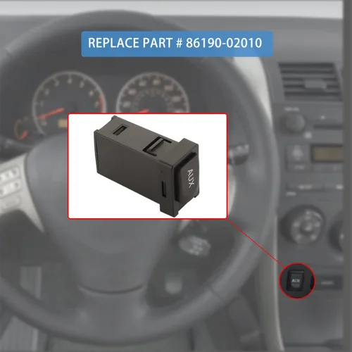 Vista 5 de 86190-02010 Adaptador auxiliar de entrada de puerto auxiliar compatible con Toyota 09-13 Corolla 07-14 Tundra 09-12 Tacoma 09-11 RAV4 10-11