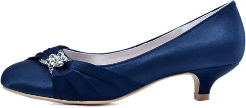 Vista 2 de ElegantPark - Zapatos de novia, puntera cerrada, talón cómodo, diamantes de imitación, satén