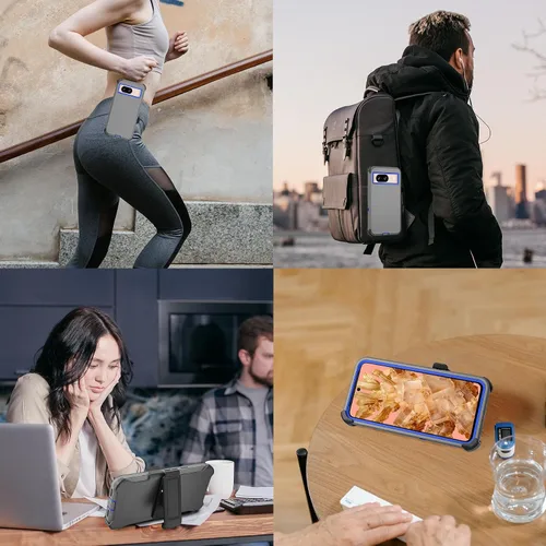 Vista 6 de Funda compatible con Google Pixel 8, con clip para cinturón, resistente, a prueba de golpes, protección de cuerpo completo, con función atril