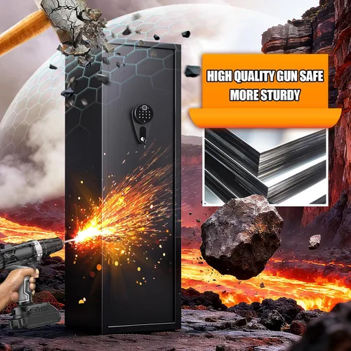 Vista 7 de Caja fuerte biométrica para armas 10-12, segura para rifles y pistolas, no requiere montaje, armario de pistola Larage con 3 bolsas de pistola