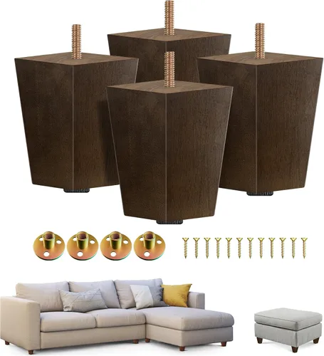 Vista 13 de Yes4All Juego de 4 Patas de Muebles de Madera Redondas de 4 Pulgadas - Pies de Repuesto de Madera para Sofá, Cama, Banco - Patas Cónicas Ajustables
