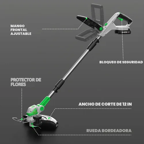 Vista 7 de Soyus - Desbrozadora inalámbrica de 12 pulgadas y 20 V, batería y cargador de 2 × 2.0 Ah