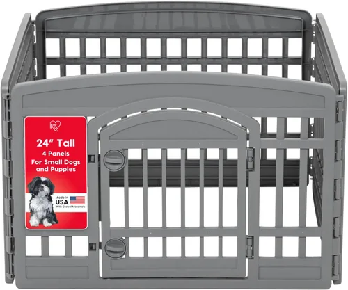 Vista 20 de IRIS USA Corralito para perros de 4 paneles de 24" con puerta, 35 x 35 x 24, corralito para cachorros, corralito para perros de interior, cerca