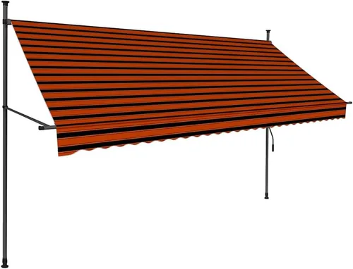 Vista 10 de vidaXL Toldo retráctil, toldo retráctil manual para patio al aire libre, toldo de refugio de sombra con LED para jardín, patio, balcón, 98.4 Naranja