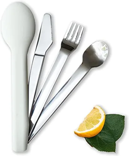 Vista 7 de Uba Juego de cubiertos de control de porciones y utensilios de dieta bariátrica con estuche de silicona (1)