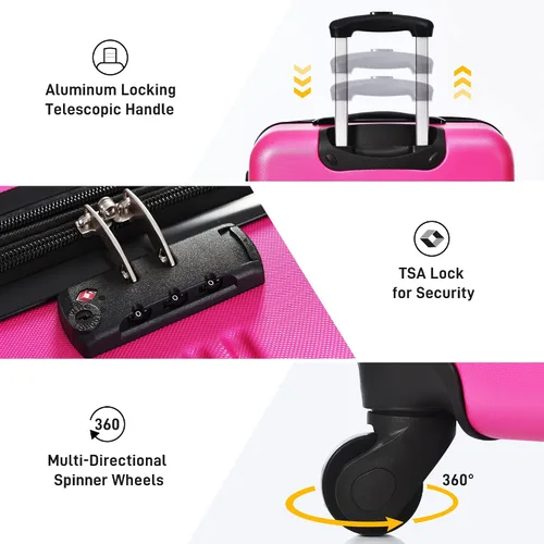 Vista 5 de Merax Unisex Adulto Hardside, Rosado, Hardside