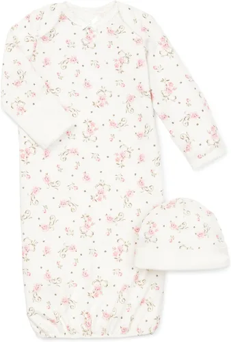 Vista 6 de Little Me 2-Piece Girls Infant Nightgown Hat Sets 0-3 Months