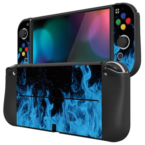 Vista 6 de PlayVital ZealProtect - Funda protectora suave para Nintendo Switch OLED, protector flexible Joycon Grip Cover para Nintendo Switch OLED con tapas
