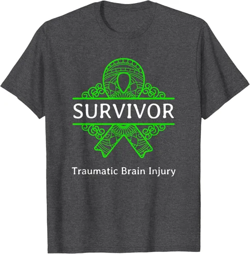 Vista 36 de Camiseta de concientización traumática con cinta verde para supervivientes de lesiones cerebrales, Negro, S