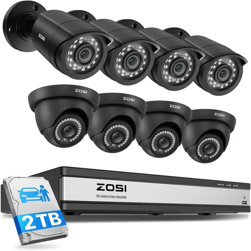 Vista 10 de ZOSI Sistema de cámara de seguridad para el hogar de 8 canales para exteriores, 5MP-Lite de 8 canales H.265+ CCTV DVR y 8 cámaras de vigilancia