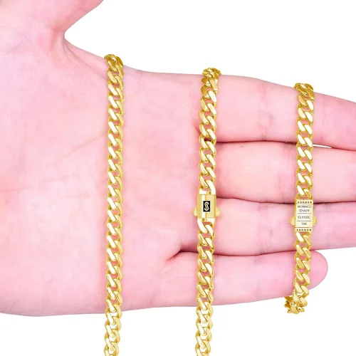 Vista 4 de Nuragold Pulsera de eslabones cubanos Miami de oro amarillo real de 10 quilates, 0.197 in, joyería italiana para hombres y mujeres