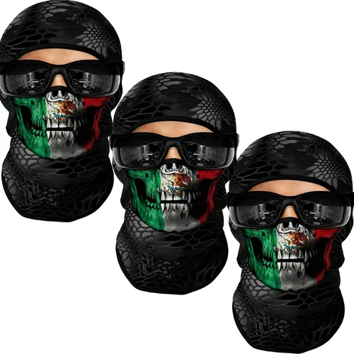 Vista 20 de Pasamontañas 3D, máscara de cara completa, resistente al viento, máscara de esquí con calavera táctica para motocicleta, ciclismo, Halloween