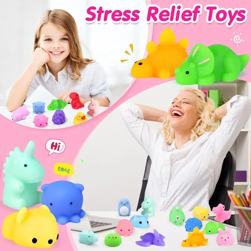 Vista 4 de Recuerdos de fiesta, 130 juguetes esponjosos: Kawaii Squishies Fidget Toys Caja del tesoro juguete para premios de aula, estudiantes, suministros