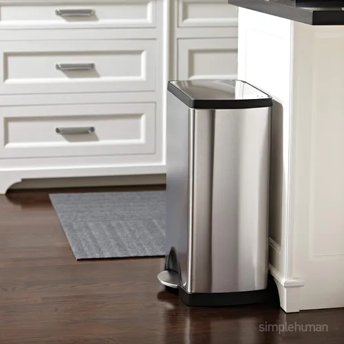 Vista 4 de simplehuman Cubo de basura rectangular de 38 litros/10 galones, acero inoxidable cepillado y cubo de basura delgado de 10 litros/2.6 galones, acero