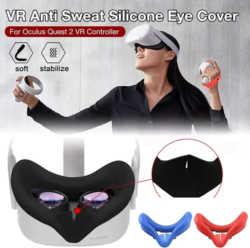 Vista 4 de TATACO VR - Funda de silicona para Oculus Quest 2 a prueba de sudor ligera antideslizante lavable color negro