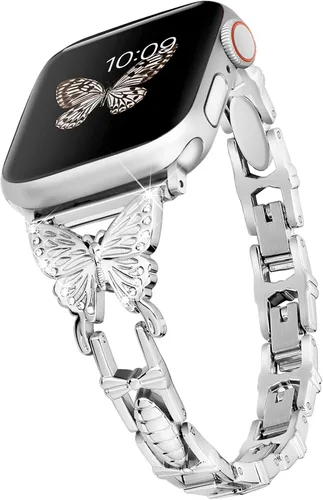 Vista 10 de Wipalor, compatible con la malla para reloj de Apple de 38mm y 40mm, liviana para mujer, pulsera fácil de ajustar, diamante brillante en la oro rosa