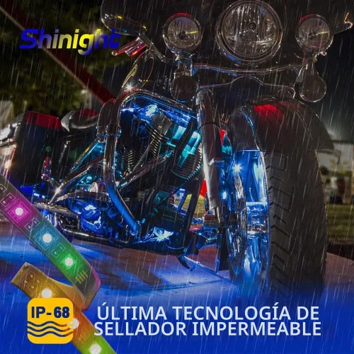 Vista 5 de SHINIGHT - Kit de luces LED para motocicleta, 10 unidades, control de aplicación multicolor IP67