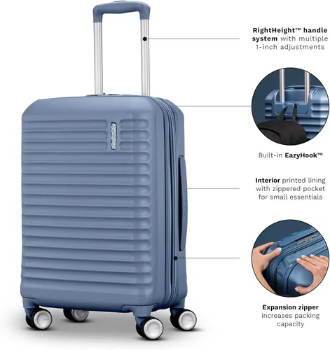 Vista 5 de American Tourister Stratum 3.0, aprobado por aerolíneas, equipaje rígido duradero, se expande 1.5", mango ajustable RightHeight, Negro