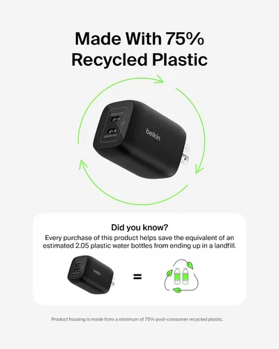 Vista 8 de Belkin Bloque de cargador USB C dual para juegos para Nintendo Switch 2 y Pro con carga rápida GaN de 65 W - Apple iPhone 17, iPad, MacBook