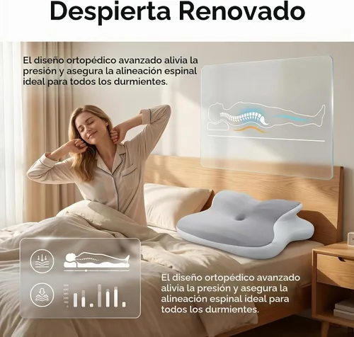Vista 7 de Almohada cervical de espuma viscoelástica refrescante para aliviar el dolor de cuello, almohada ergonómica de cama de contorno con funda