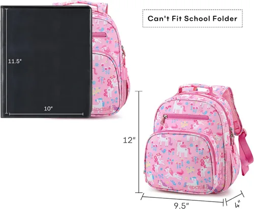 Vista 3 de Mibasies - Mochila para niños y niñas, mochila ideal para niños en preescolar, kínder y primaria, unicornio de flores