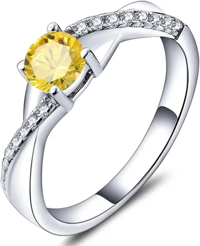 Vista 15 de YL 925, Anillo de compromiso de plata, piedra de nacimiento de corte redondo de 5MM, anillo infinito para mujer 01-Granate-Enero