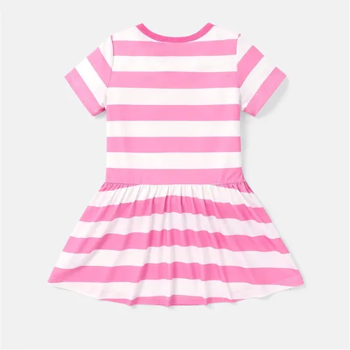 Vista 2 de Disney Vestido de princesa de manga corta con estampado de rayas de Minnie Mouse para niñas pequeñas