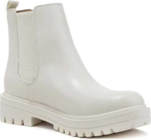 Vista 4 de Soda Pilot Botines Chelsea de tacón bajo para mujer, con doble elástico