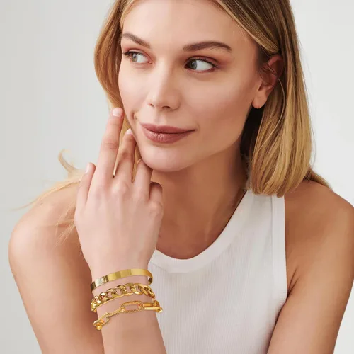 Vista 35 de Long tiantian Pulsera de oro gruesa para mujer, pulseras de oro delicadas, pulseras para mujer, pulseras apilables de eslabones de cadena
