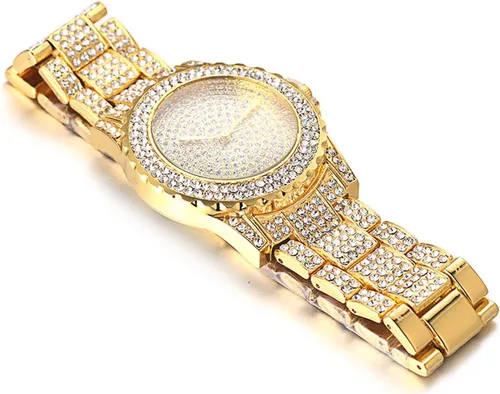 Vista 6 de Halukakah ECLIPSE - Reloj de diamantes para hombre, con diamantes completos, chapado en oro real de 18 quilates, chapado en oro blanco platino Reloj